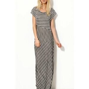 Trouvé Resort Striped Lightweight Maxi Dress Size Small Gray Modern Parisian